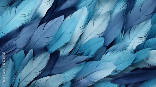  a large group of blue feathers with white feathers on them. generative ai