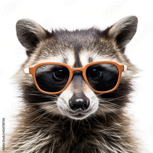 close-up of Raccoon with sunglasses on white background © HandmadePictures