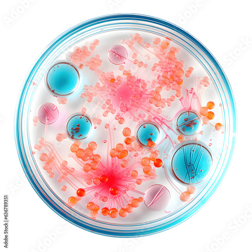 Petri Dish with Bacteria Specimens Isolated on Transparent Background