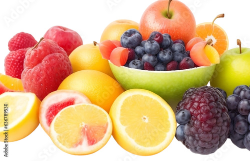 fresh fruits and berries isolated on transparent background PNG, ai generative image 