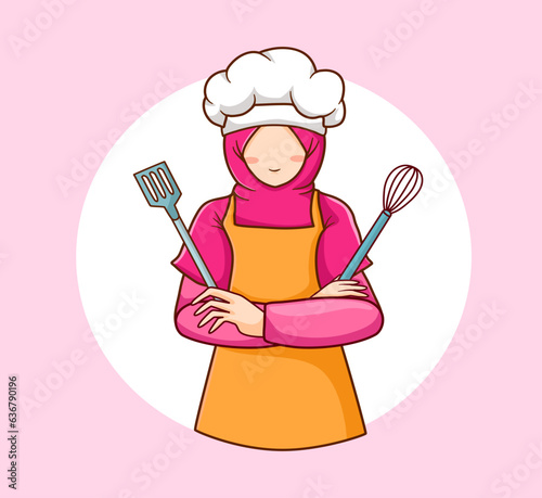 Muslimah Chef Logo for Catering and Cooking