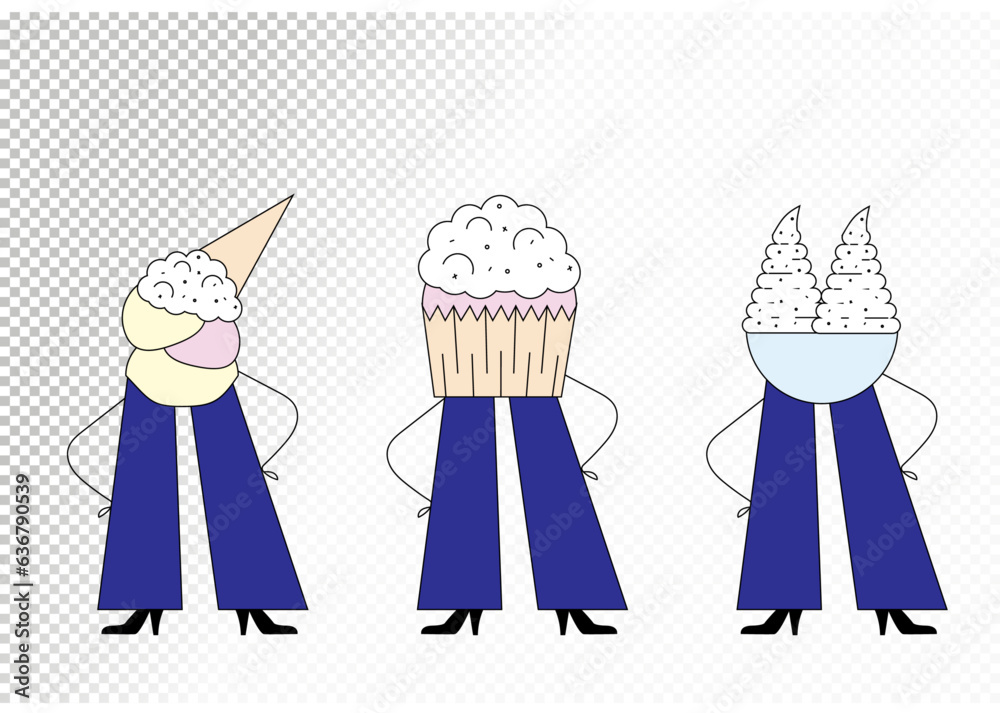 Ice cream, sweets and dessert with Woman Pants and High Heel