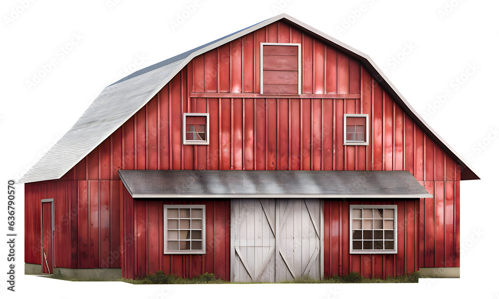 Illustration of Red barn isolated. Farm warehouse with big door and windows Illustration of Red barn isolated. Farm warehouse with big door and windows