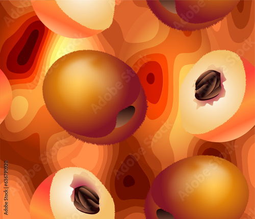 Seamless orange background with peaches