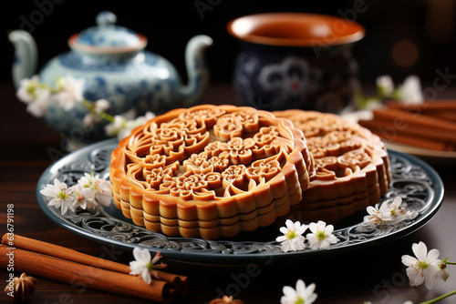 Chinese traditional mid autumn festival food mooncakes