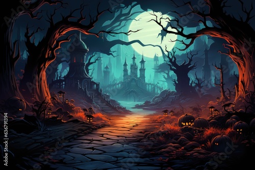 Autumn's Elegance Meets Spooky Charm: A Hauntingly Beautiful Halloween Background Wallpaper