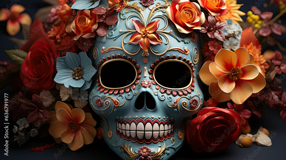 Day of the Dead Catrina Mask. Generative AI