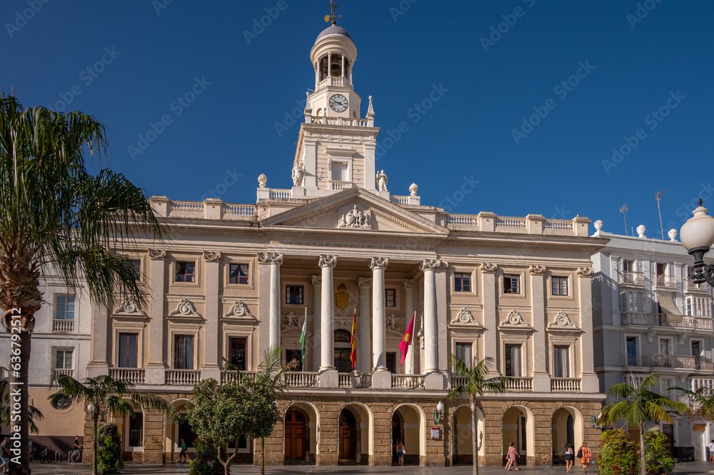  Historic city hall in Cadiz on a beautiful summer morning.