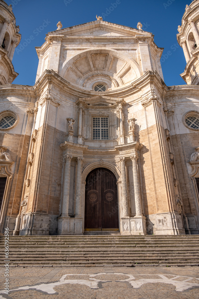 Exterior of Cadiz Cathedral in summer.