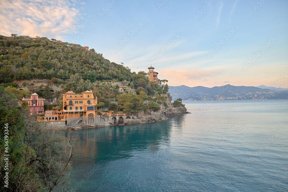Dreamy Sunset Over Portofino's Colorful Waterfront Homes