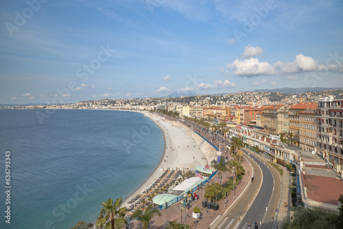 Aerial view of the coast of Nice on a sunny day. photo