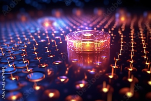 3d illustration of abstract technology background. High tech concept with glowing particles
