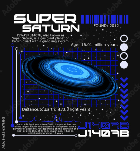 Futuristic design super saturn planet For Tshirt, Streetwear, and poster