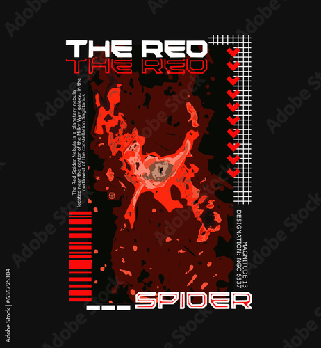 Futuristic design red spider nebula For Tshirt, Streetwear, and poster