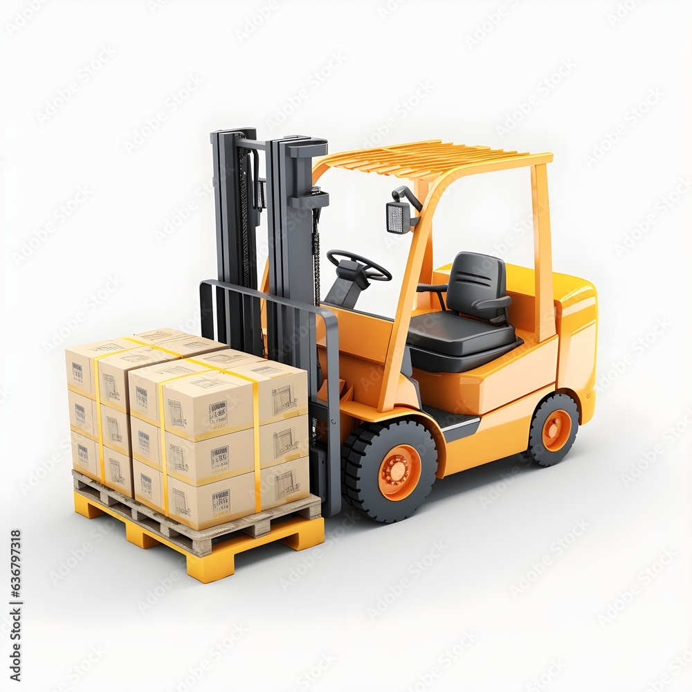 Efficient Logistics: Forklift Truck and Pallet in Motion