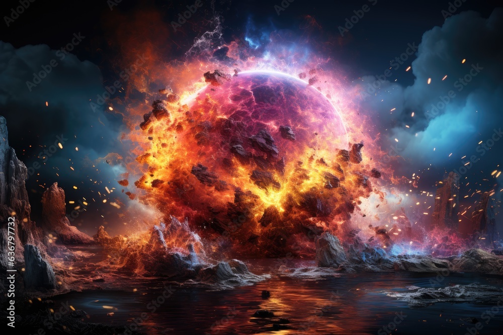 Epic Convergence: Witnessing the Dynamic Chaos Collision of Fire, Water, Earth, and Air