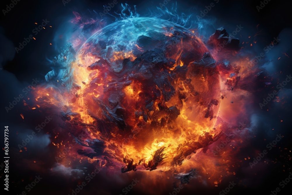 Unleashing Nature's Fury: Captivating Scenes of the 4 Elements - Fire, Water, Earth, and Air - Colliding