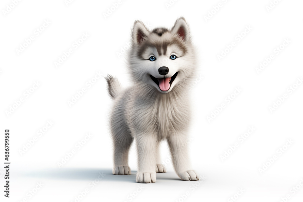 a puppy Siberian Husky dog isolated on a white background. 