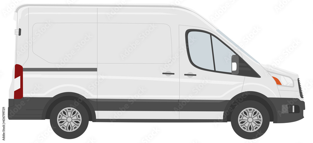Commercial vehicle different view. Cargo van template.  illustration