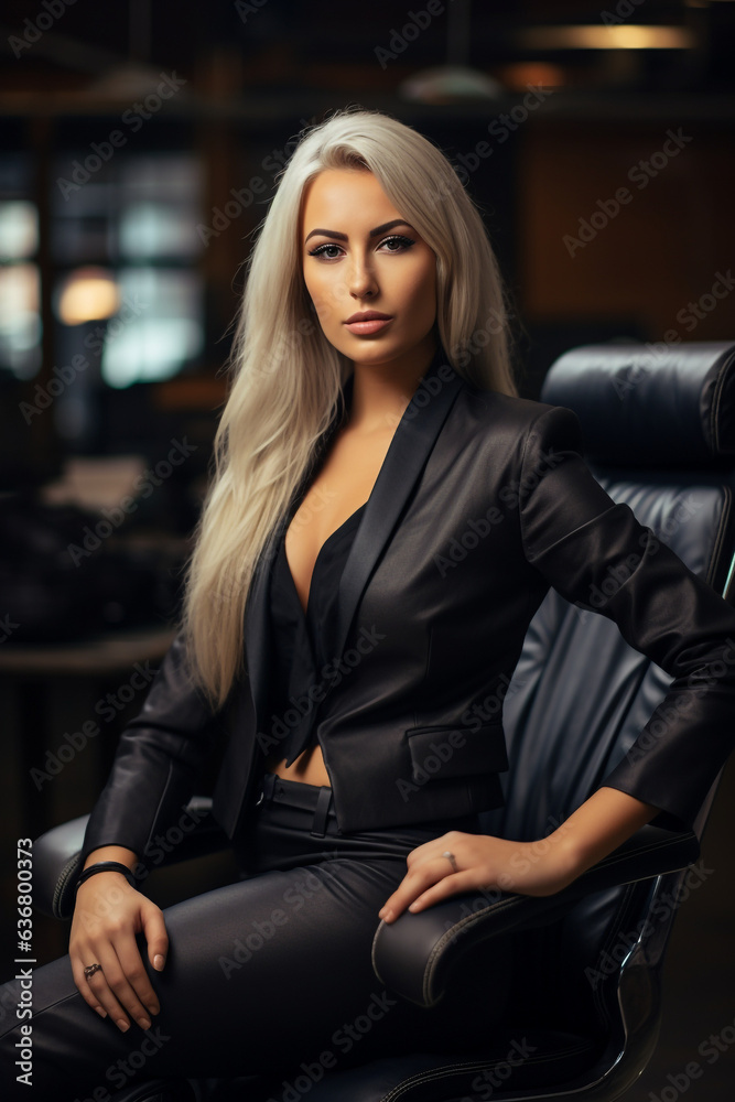 stilish business woman at work concept of strong confident rich woman leader thinking of business success and future vision planning new goals, copy space. High quality photo stilish business woman at work concept of strong confident rich woman leader thinking of business success and future vision planning new goals, copy space. High quality photo