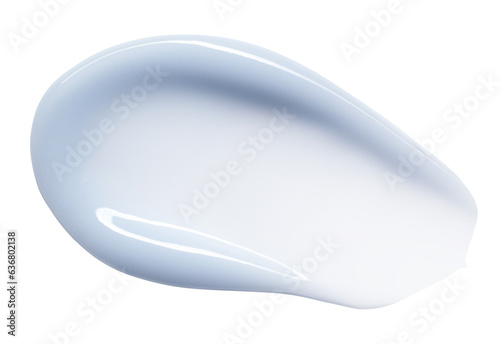 Blue cream cosmetic anti aging texture stroke isolated on white background. Hyaluronic acid skincare moisturizer product