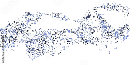 Music notes flying vector pattern. Song notation