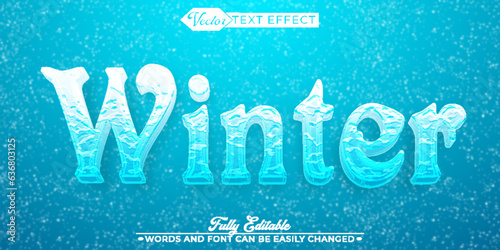 Cartoon Snowy Winter Vector Editable Text Effect Template