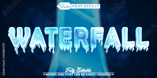 Cartoon Fluid Waterfall Vector Editable Text Effect Template photo
