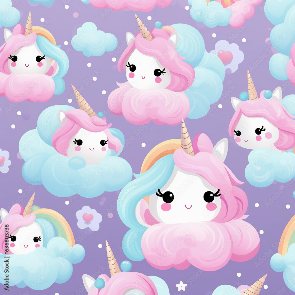 cute unicorn  pastel colours background 