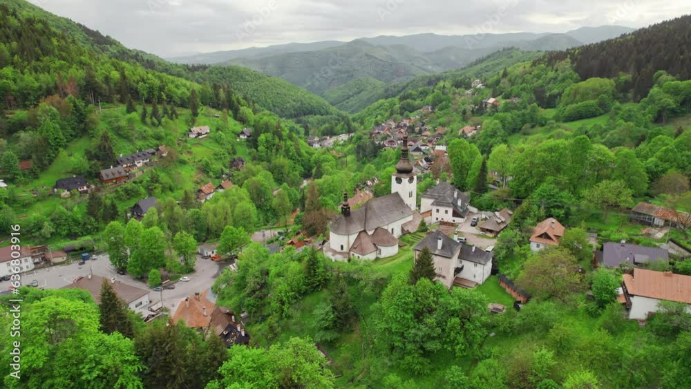 Beautiful aerial countryside landscape in Spania Dolina village, Slovakia Beautiful aerial countryside landscape in Spania Dolina village, Slovakia