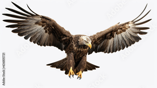 Eagle flying on white background.