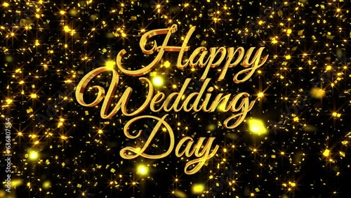 Gold Confetti 30sec Loop Fix Text [Happy wedding day] Cursive Re photo