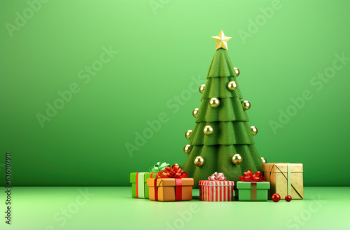 Christmas tree and presents with copy space