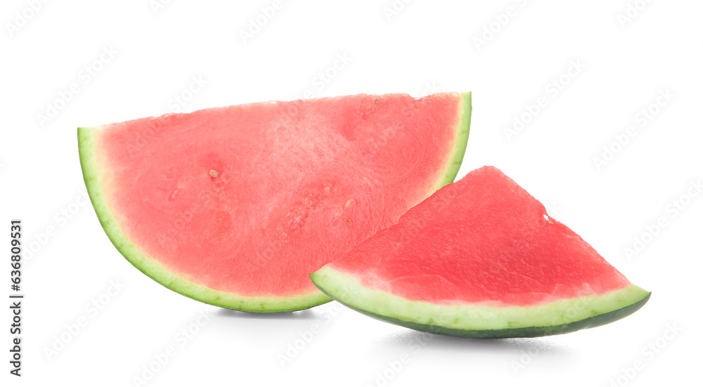 Pieces of fresh ripe watermelon on white background Pieces of fresh ripe watermelon on white background