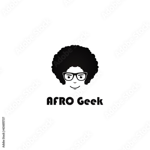 Afro Hair Geek With a Smile Logo Symbol Design Template Flat Style Vector