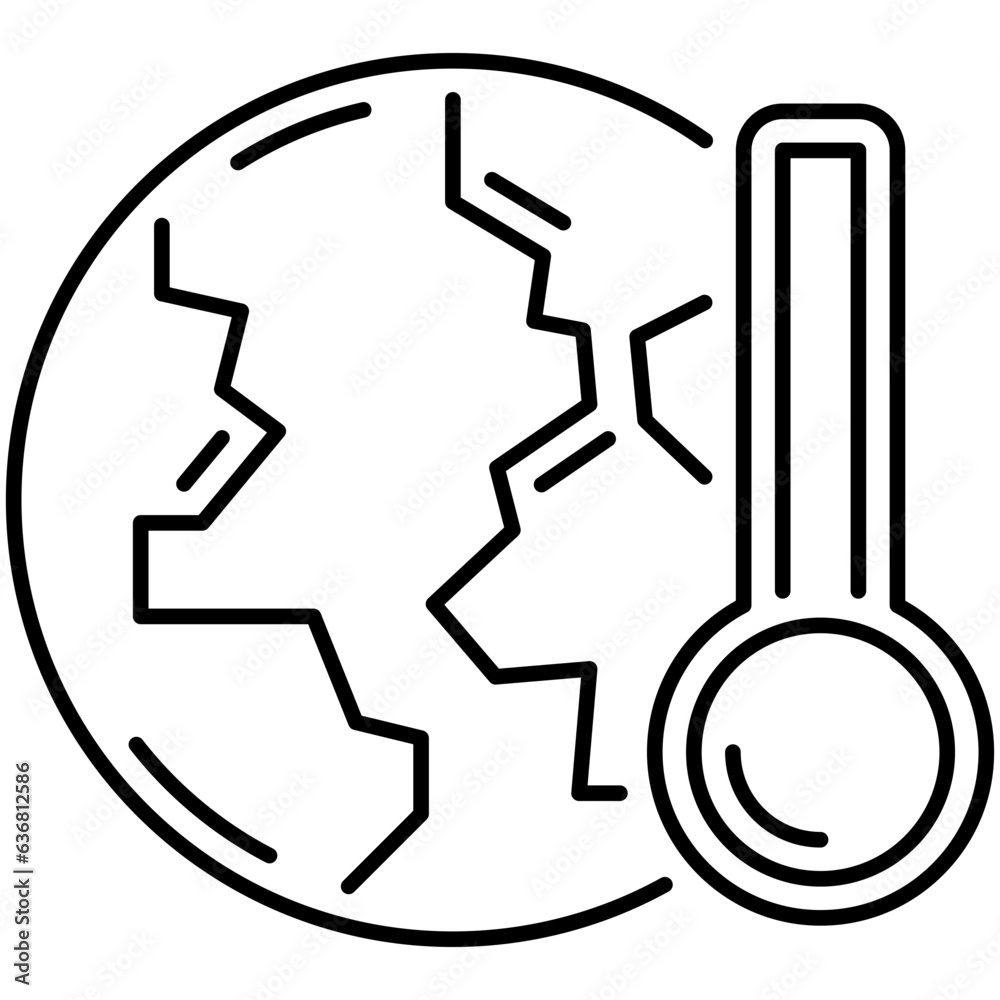 Earth Temperature Outline Icon Earth Temperature Outline Icon