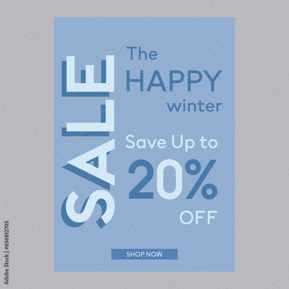 The happy winter sale 20% off discount promotion poster The happy winter sale 20% off discount promotion poster