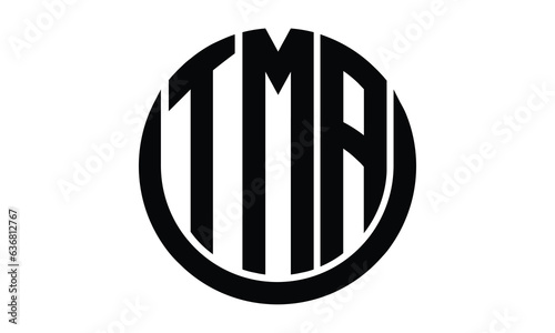 TMA shield in circle logo design vector template. lettermrk, wordmark, monogram symbol on white background.