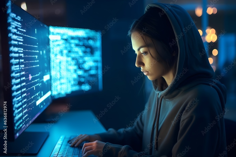 Empowering Lines of Code: Young Woman Mastering Programming