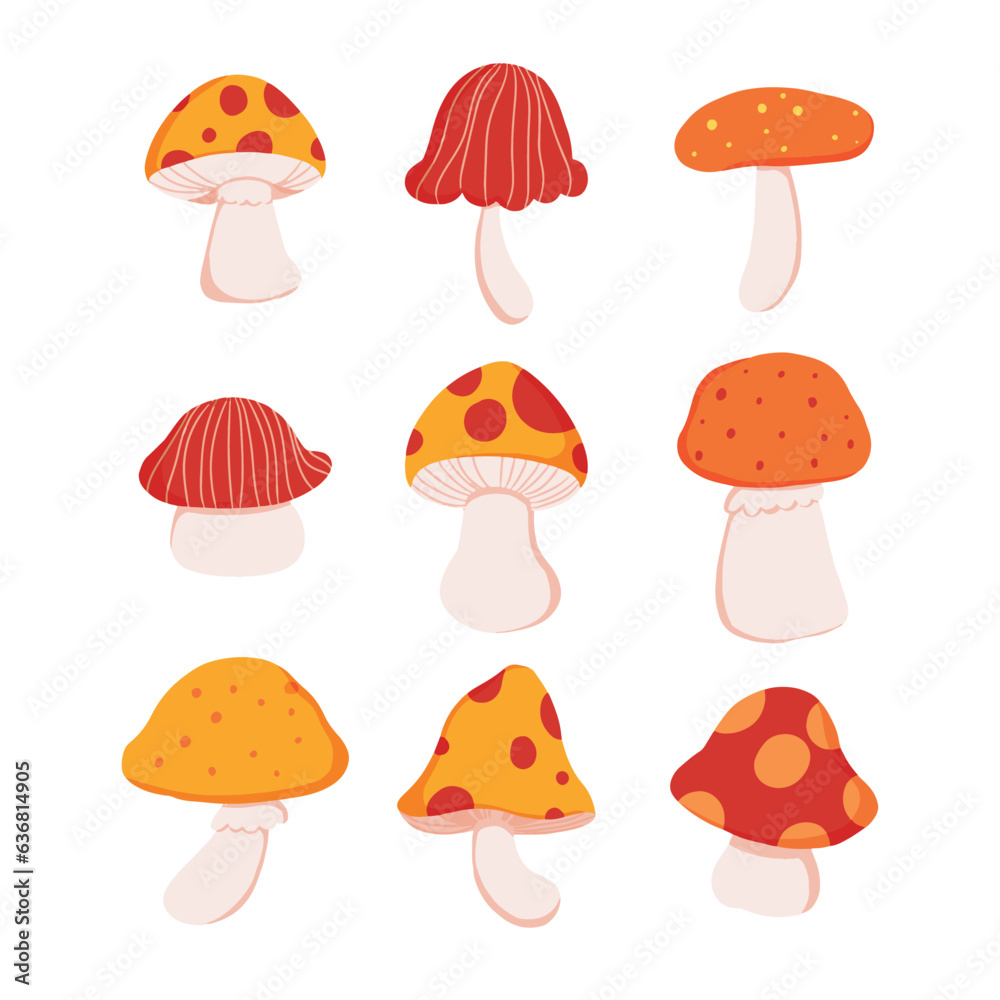 set of mushrooms set of mushrooms