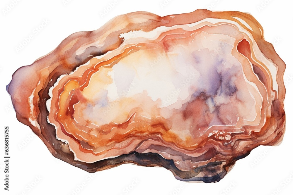 Generative AI : Bright Agate natural stone cutout watercolor style Generative AI : Bright Agate natural stone cutout watercolor style