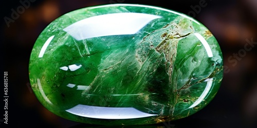 Generative AI : Green beautiful gemstone jade jewelry photo with black stones and dark lighting.