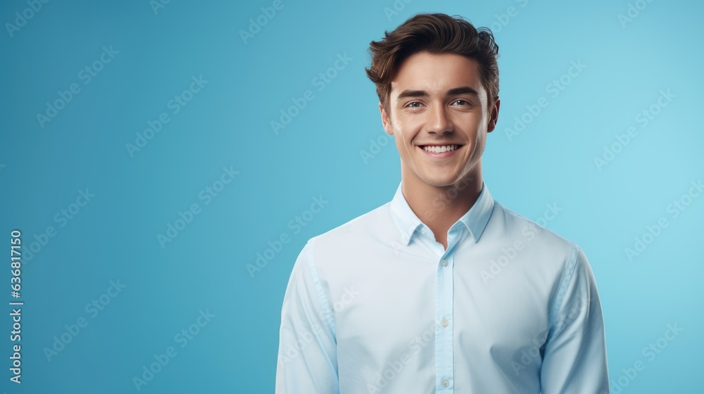 Young business man with brown hair.. Generative AI. Young business man with brown hair.. Generative AI.