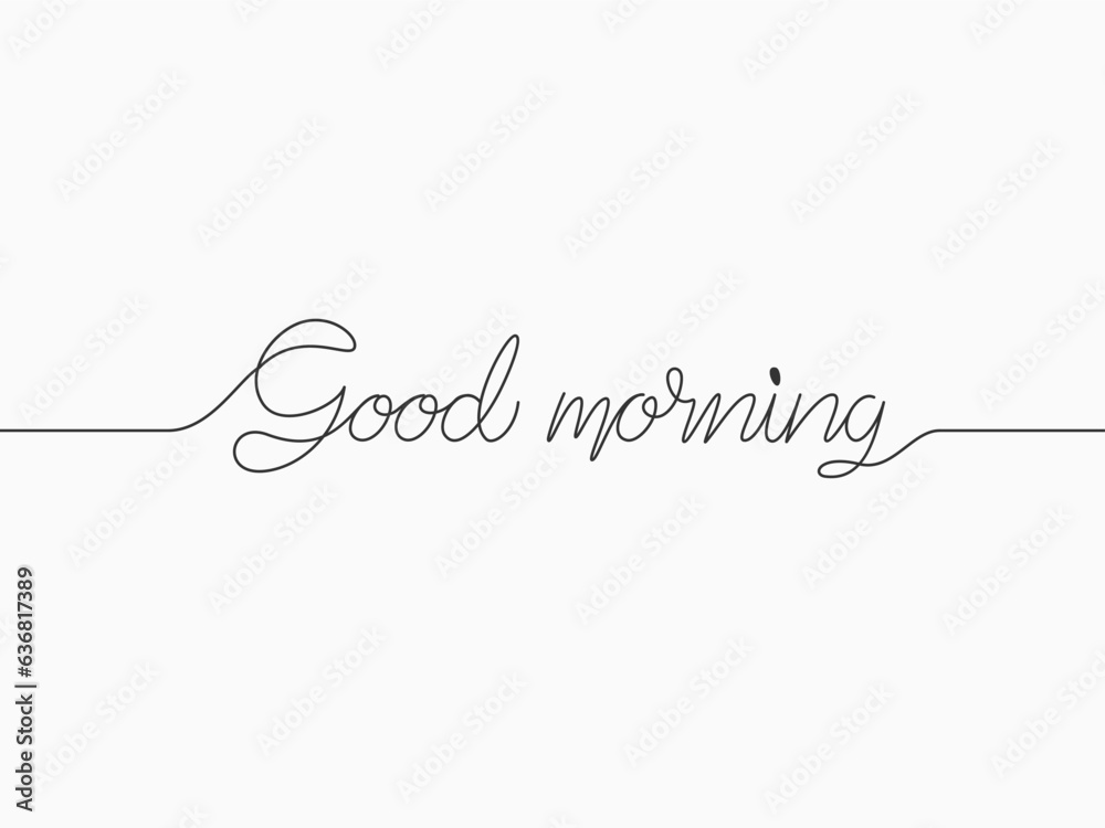 simple black good morning text calligraphic lettering continuous lines for happy theme like background, banner, label, cover, card, label, wallpaper, poster, texture, paper etc. vector design. simple black good morning text calligraphic lettering continuous lines for happy theme like background, banner, label, cover, card, label, wallpaper, poster, texture, paper etc. vector design.