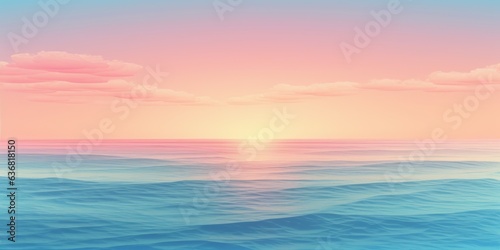 Abstract ocean and sunrise sky. Nature light background. Banner with copy space. AI generated image. 