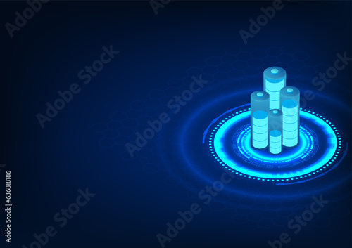 Battery technology, Vector illustration battery placed on technology circle The battery is an electrical storage device and releases energy into electronic devices without using the house power supply