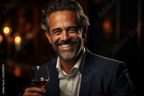 ワインを飲む男性,Generative AI AI画像