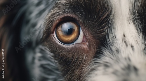 A close up of a dog's eye, created by Generative AI