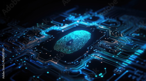 Fingerprint analysis technology. finger print recognition and identification. Security personnel ID technology concept. Hand edited generative Ai. 