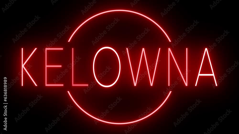 Red flickering and blinking animated neon sign for Kelowna Red flickering and blinking animated neon sign for Kelowna